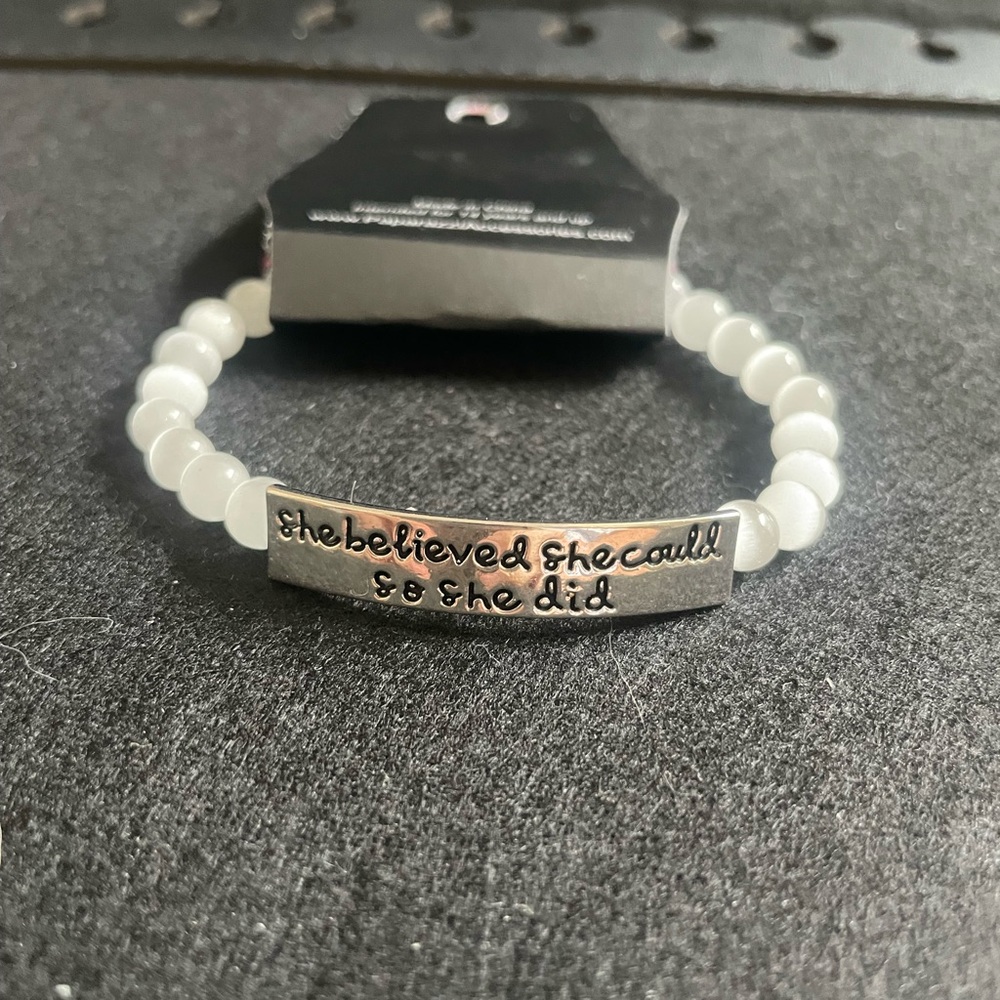 Paparazzi Silver and White Beaded Bracelet